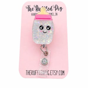Baby Bottle Badge Reel - Clip - Lanyard - carabiner, interchangeable topper, Labor nurse, L&D, PICU, NICU, Labor and Delivery,  RN