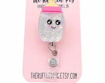 Baby Bottle Badge Reel - Clip - Lanyard - carabiner, interchangeable topper, Labor nurse, L&D, PICU, NICU, Labor and Delivery,  RN