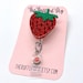 Strawberry Retractable Badge Reel, RN ID Holder, Glitter Nurse Key Card, Spring Time, Summer Fun, Medical Gift, Fruit Accessories, Dietician