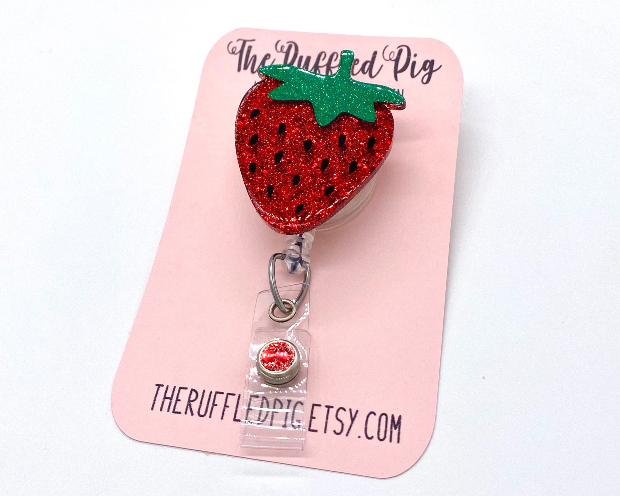 Strawberry Badge Reel Red Blue Opal 