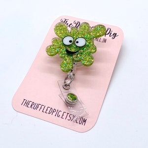 Germ Retractable Badge Reel, Happy Germ ID Clip, Nurse ID Holder, RN Key Card, School Nurse Gift, Water Drop Reel, Paint Splatter Badge Reel