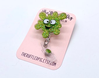 Germ Retractable Badge Reel, Happy Germ ID Clip, Nurse ID Holder, RN Key Card, School Nurse Gift, Water Drop Reel, Paint Splatter Badge Reel