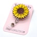 Glitter Sunflower Retractable Badge Reel, Fall ID Clip, Nurse ID Holder, Summer RN Key Card, Flower Badge Pull, School Nurse