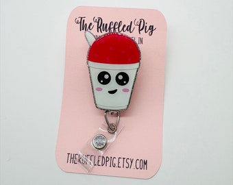 Snow Cone Retractable Badge Reel, RN ID Holder, Summer Nurse Key Card, Frosty Treat Snoball, Teacher Gift, Sno-Cone, Dessert Accessories