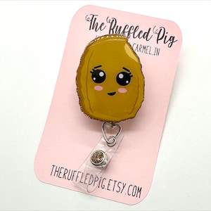 chicken nugget badge reel for school, stocking stuffers for nurses Christmas gifts for teachers, retractable badge holder for food service