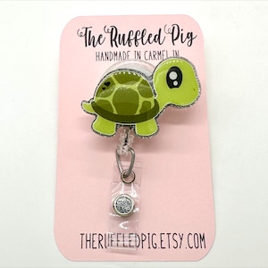Baby Turtle Retractable Badge Reel, Nurse ID Holder, RN Key Card, Teacher Lanyard, School Science Gift, Office Staff, Ecology, Summer