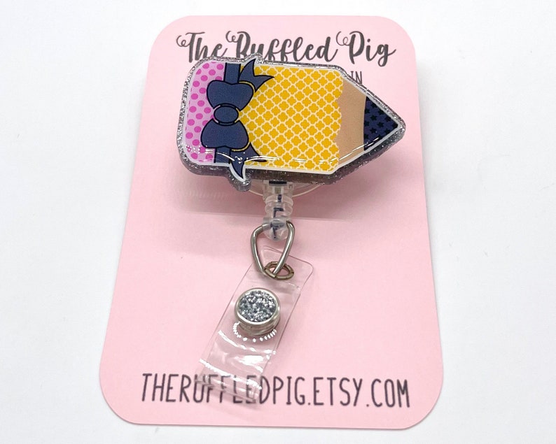 cute pencil badge holder for school, paraprofessional badge reel for teachers, Christmas gifts for kindergarten teachers, secret Santa gifts image 2