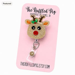 Reindeer Badge Reel: Lanyard - clip - carabiner, teacher lanyard, gifts for nurses teachers, gift for RN nurse teacher, retractable