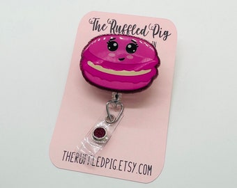 Macaroon Retractable Badge Reel, RN ID Holder, Glitter Nurse Key Card, Sweet Treat, Spring Time, Summer Fun, Medical Gift, Food Accessories