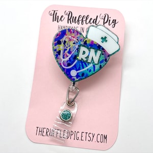 registered nurse badge reel for hospital, RN badge holder for her, nurse heart badge topper for nurses, nursing student graduation gift for