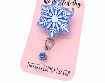 Snowflake Badge Reel: lanyard, clip, nurse, teacher lanyard, cute Christmas gifts for teachers nurses RN, winter stocking stuffer Christmas