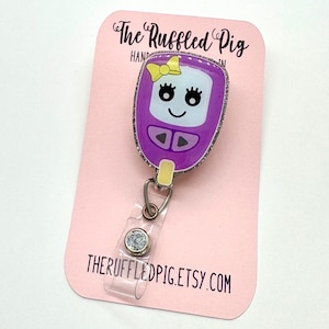 Glucose Meter Retractable Badge Reel, Cute Glucometer RN Badge, Diabetic Nurse Badge Reel, Peds ID Holder, Endocrinologist Gift, Diabetes