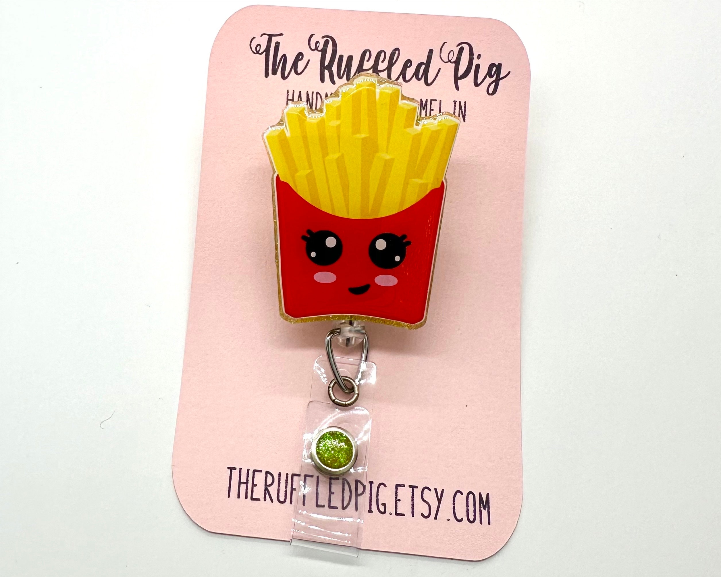 French Fries Badge Reel: Lanyard, clip, carabiner, teacher lanyard -  food service, dietician, badge holder, interchangeable topper