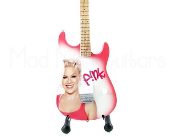 Guitarra miniatura ROSA con soporte gratuito