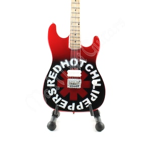 Miniature Guitar Red Hot Chili Peppers with stand. RHCP