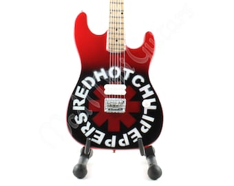 Miniature Guitar Red Hot Chili Peppers with stand. RHCP