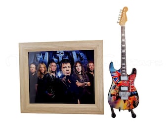 Miniature Guitar IRON MAIDEN + PHOTO 6X8 Full Band