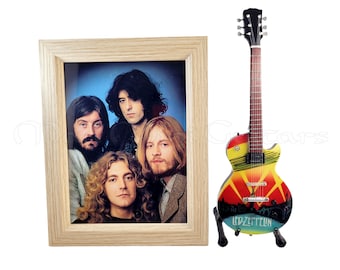 Miniature Guitar LED ZEPPELIN with Stand + Photo + Frame. 6x8 photo