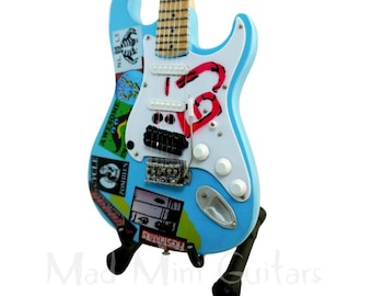 Miniature Guitar BILLIE JOE ARMSTRONG with free stand. Green Day. Blue.