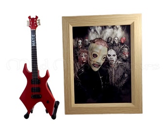 Miniature Guitar SLIPKNOT with Stand + Photo + Frame. 6x8 photo