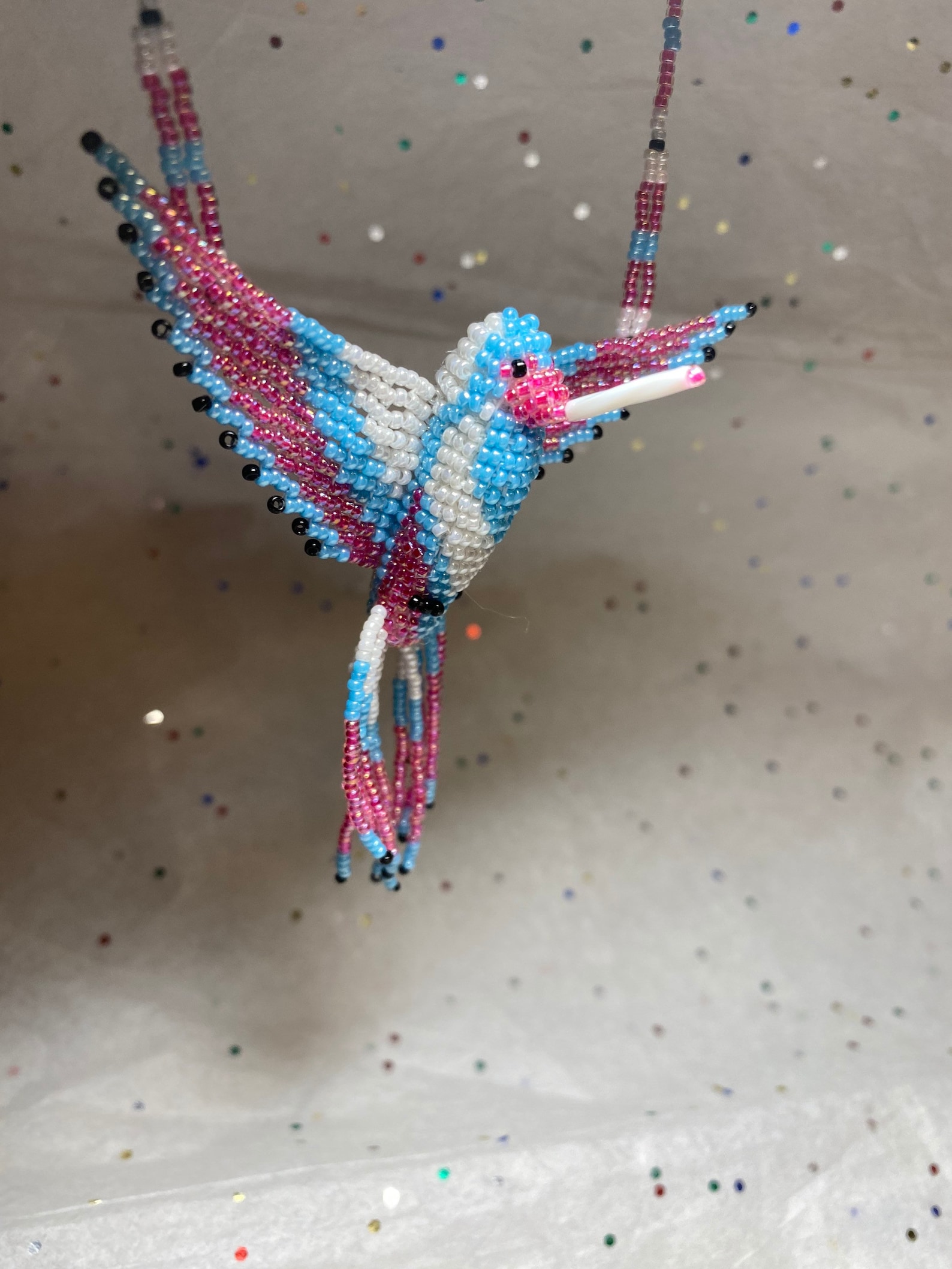 Designer hand beaded 3D hummingbird. Hanging hummingbird. SOLD Etsy