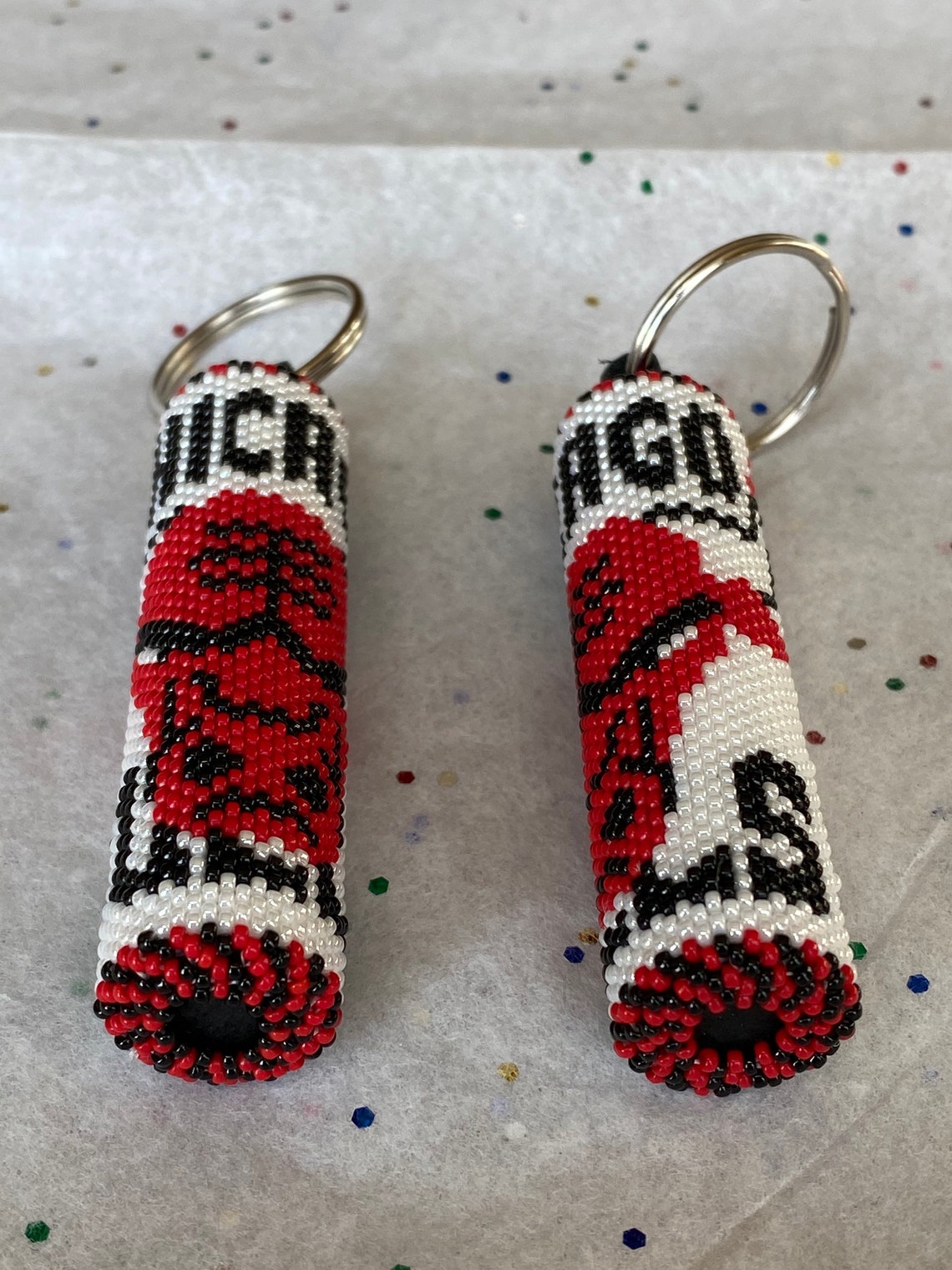 Specialty Designer Hand Beaded Chicago Bulls Keychain Etsy