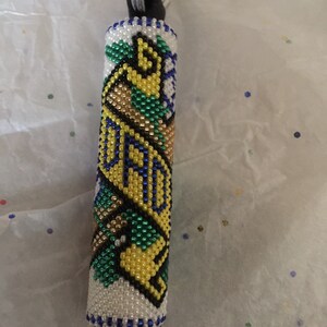 Hand seed bead Dad with cross keychain, Dad key fob, Great gift for Father's Day, Dad's birthday