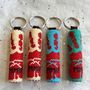 Hand beaded MMIP keychain. remembrance keychain, handmade missing, murdered and indigenous people