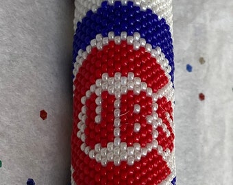 Specialty designer hand beaded Chicago Cubs baseball keychain, Cubs keychain, MLB Cubs keychain, Chicago Cubs baseball gift