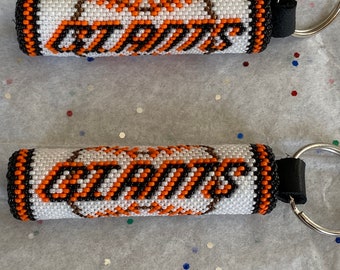 Specialty designer hand beaded San Francisco Giants baseball keychain, handmade Giants baseball keychain, NY Giants keychain
