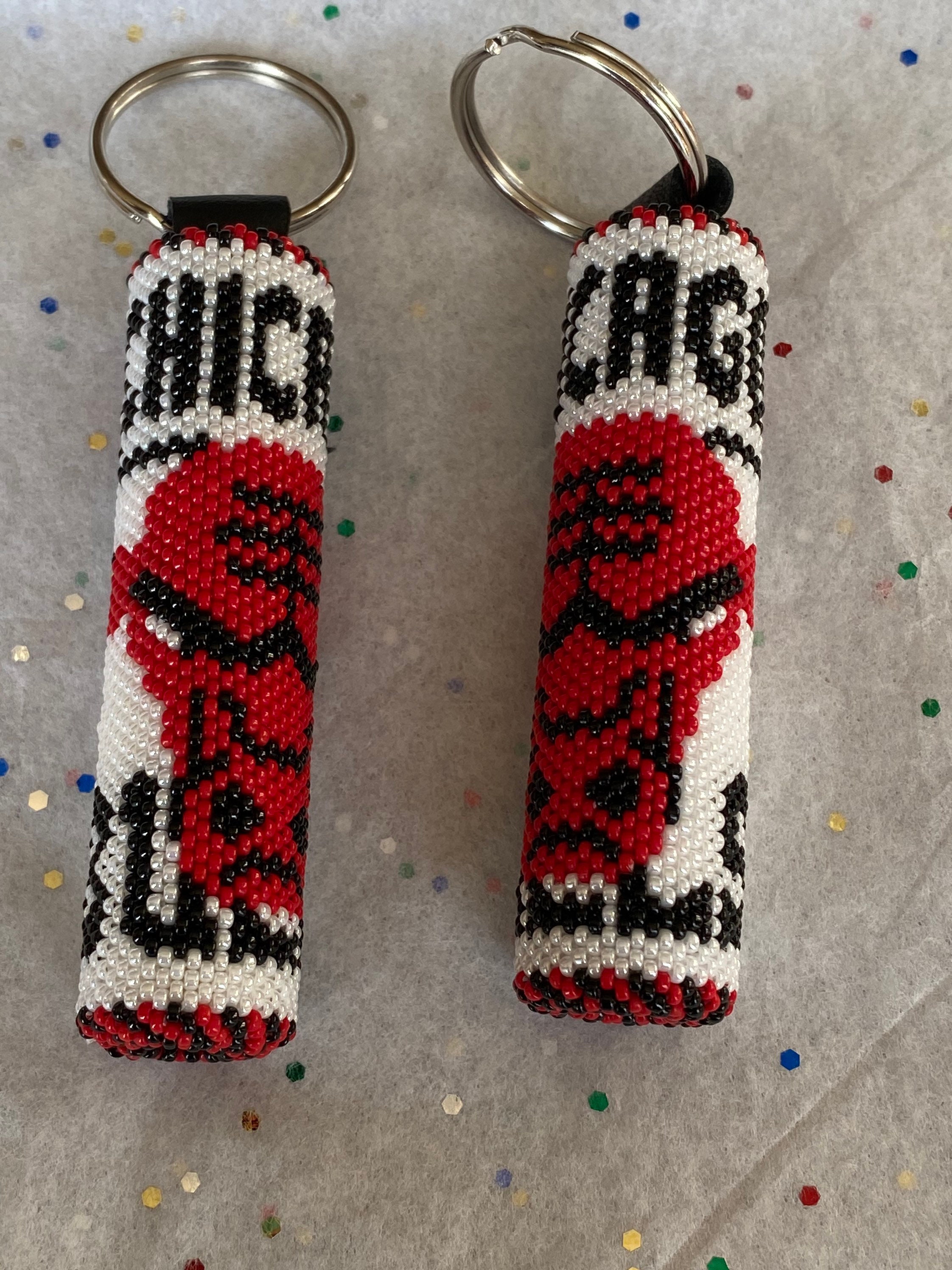 Specialty Designer Hand Beaded Chicago Bulls Keychain, Handmade Bulls ...