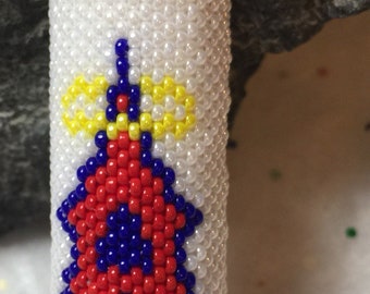 LA Angels baseball keychain. Angels keychain, Angels key fob, Angels baseball keychain. Los Angeles Angels baseball keychain. Seed bead