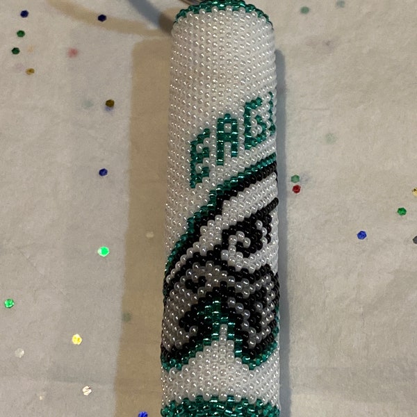 Specialty designer hand beaded NFL Philadelphia Eagles keychain . Handmade seed bead Eagles keychain. 2 1/2 inches long