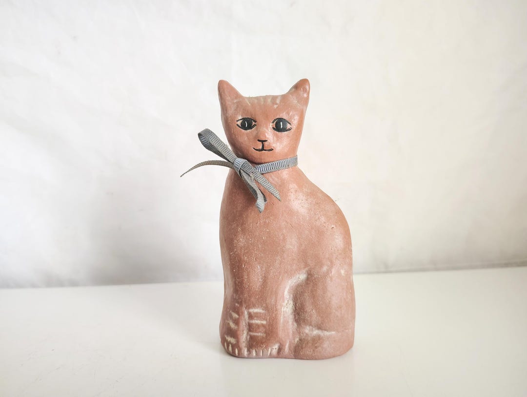 Vintage 1985 Mckinney Pottery Cat Figurine | Terracotta Style