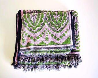Vintage Martex Pink & Green Towel Set, Retro Floral Bath  Hand Towels, Mid Century Bathroom Decor