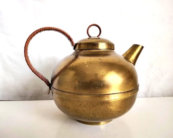 1950s Harald Buchrucker Brass Tea Pot Made in Germany Mid Century Modern Coffee Pot Vintage Brass Serveware