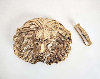 Vintage Signed Mimi Di N Silver-tone Large Lion Belt Buckle  display picture 2