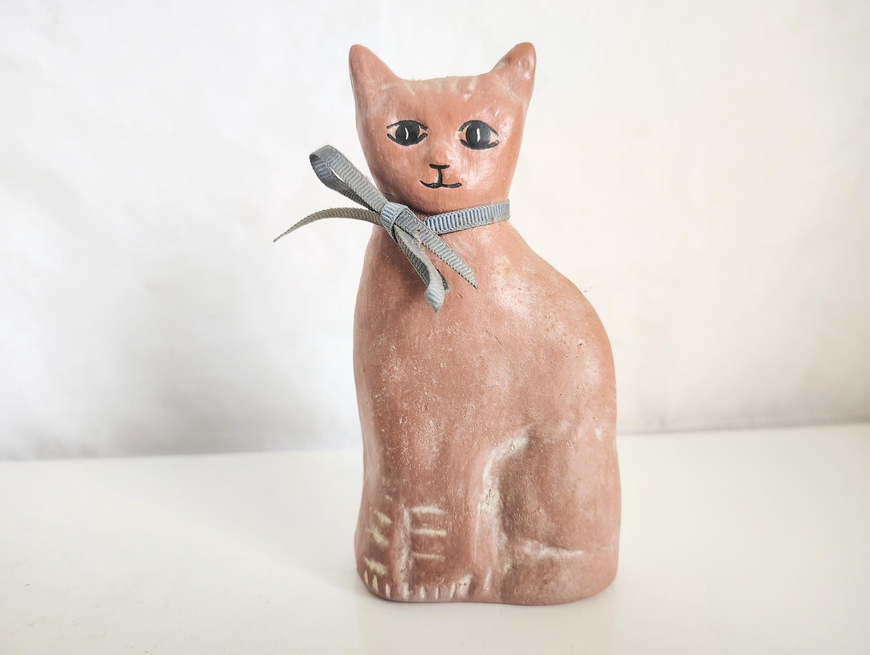 Vintage 1985 Mckinney Pottery Cat Figurine | Terracotta Style