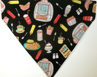 Reversible Kitchen Diner Food  / Red Checker Pet Bandana