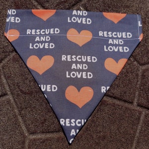 Reversible Rescue and Loved Blue Pet Bandana