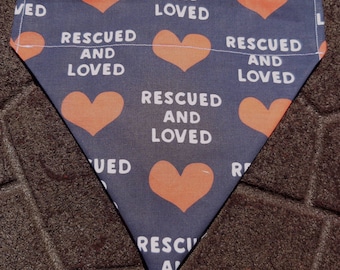 Reversible Rescue and Loved Blue Pet Bandana