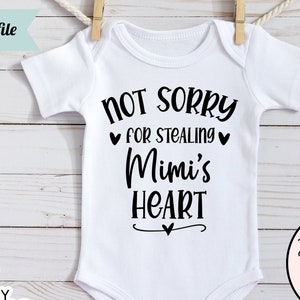 Not Sorry for Stealing Mimi&#39;s Heart SVG, New Grandma SVG, Grandma svg, Promoted to Mimi SVG,  Grand Mother svg, dxf, Mimi svg, dxf, cut file
