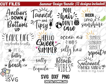Summer SVG Design Bundle: Beach Quotes, Funny Sayings (Digital Download)
