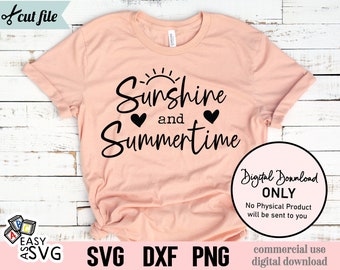 Sunshine and Summertime SVG: Beach Shirt Design (Digital Download)
