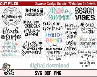 Summer SVG Design Bundle: Beach Quotes, Shirts (Digital Download)