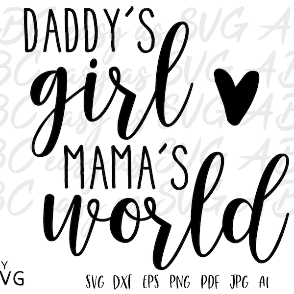 Daddy's Girl Mama's World SVG, Newborn Baby Girl SVG, Girl Baby Bodysuit SVG, Nursery Quote svg, Daddy's girl dxf, cute cut files, png, svg