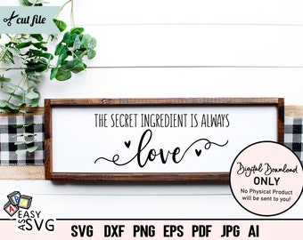 Love Kitchen Sign SVG: Funny Cooking Quote, Cut Files (Digital Download)