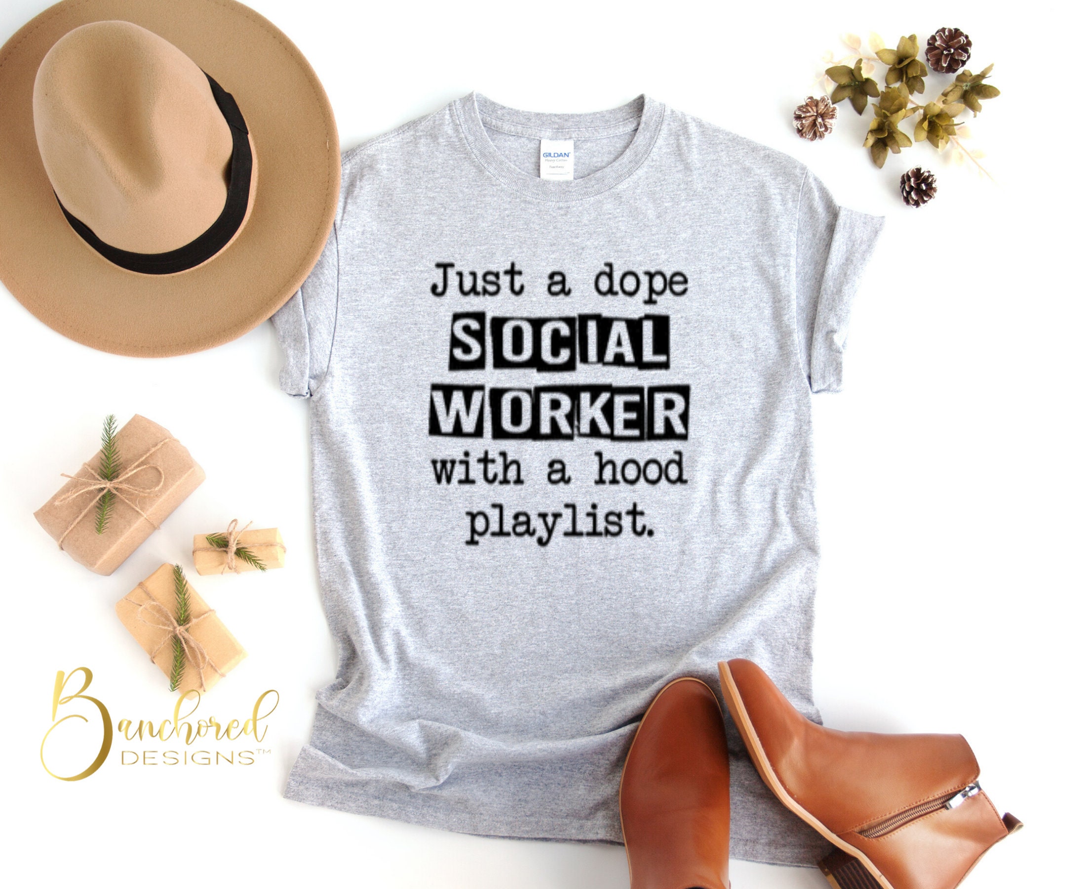 Just a Dope Social Worker with a hood playlist T shirt, Hood Playlist…