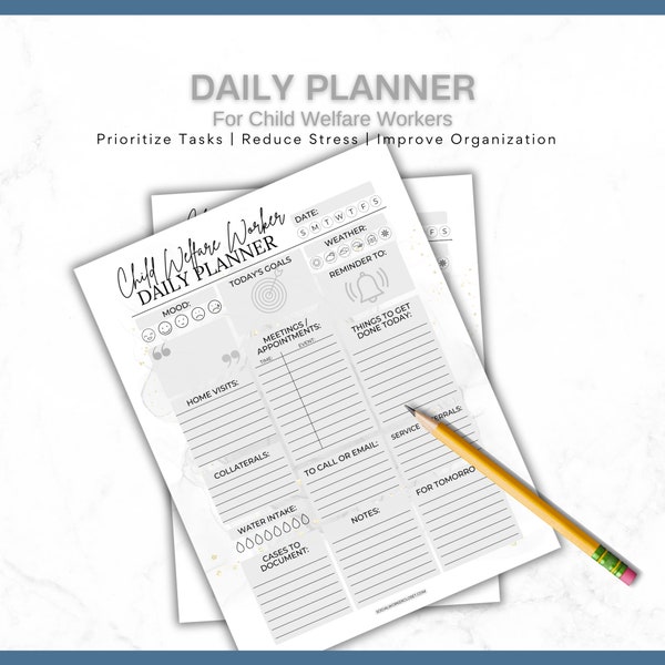 Printable Daily Planner for Child Welfare Case Managers | Social Work Planner | Case Manager Planner