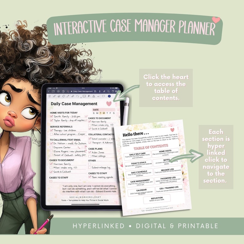 Digital Case Manager Planner Child Welfare Printable Organizer Social ...